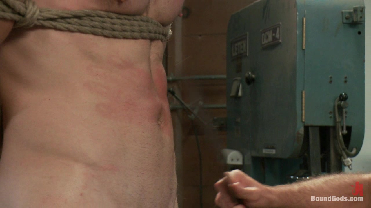 BoundGods : Motor oil bondage fuck in the metal shop