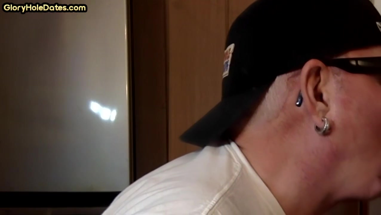 Real greedy gloryhole DILF sucks cock in homemade closeup