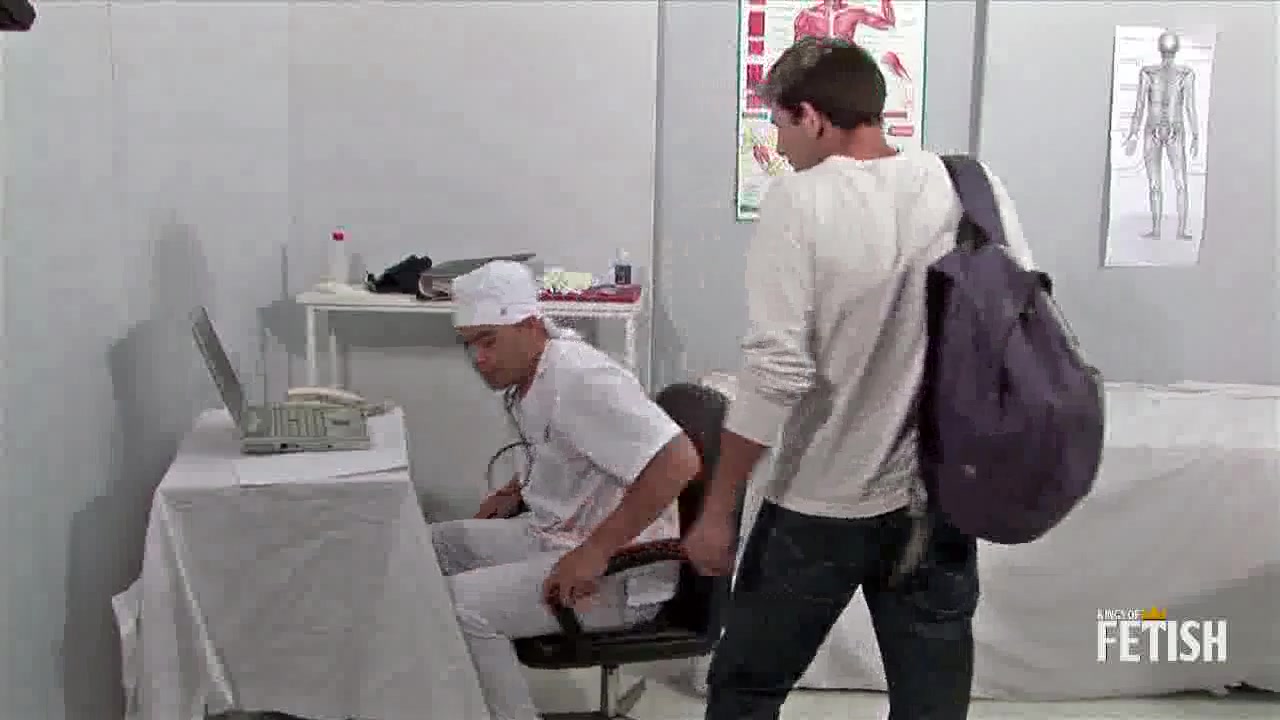 Massive doctor blows his patient big cock to get cum for examination