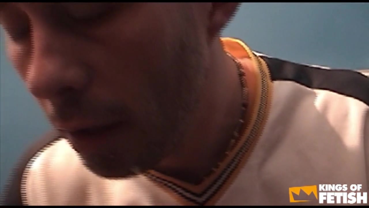 Mature man masturbates in the toilet before sucking two guys with big cocks