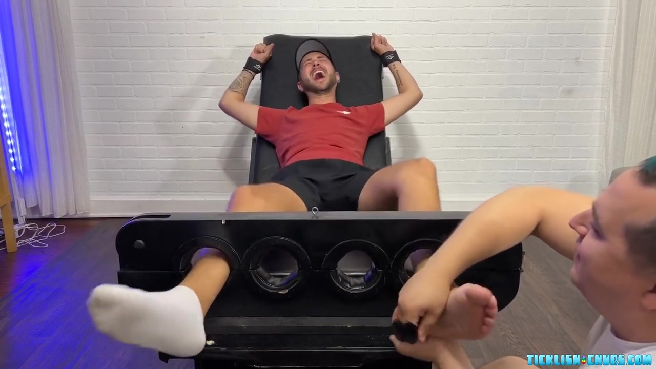 Hunk Matt Dimitri Endures Tickles Cock Strokes While Tied Up