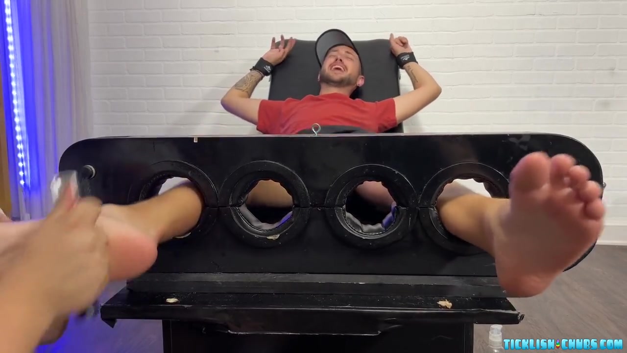 Hunk Matt Dimitri Endures Tickles Cock Strokes While Tied Up