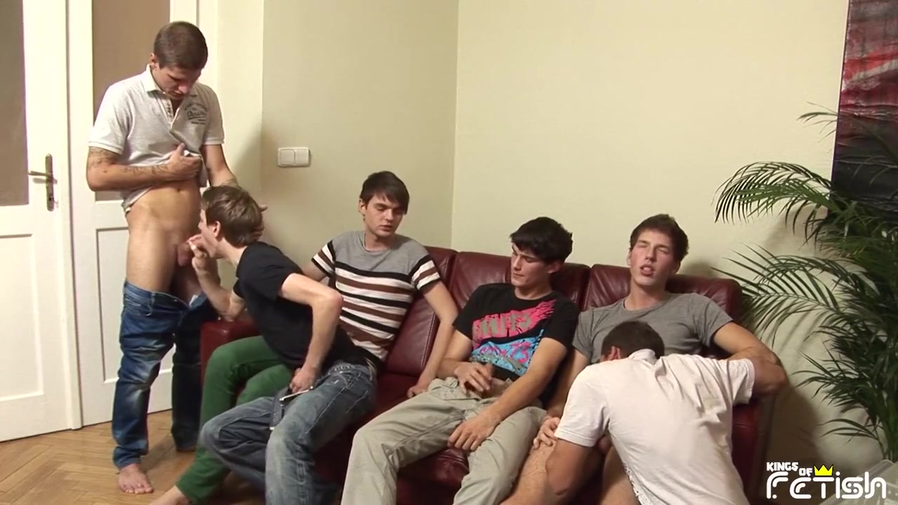 Group of twinks blow their dicks and have passional anal sex
