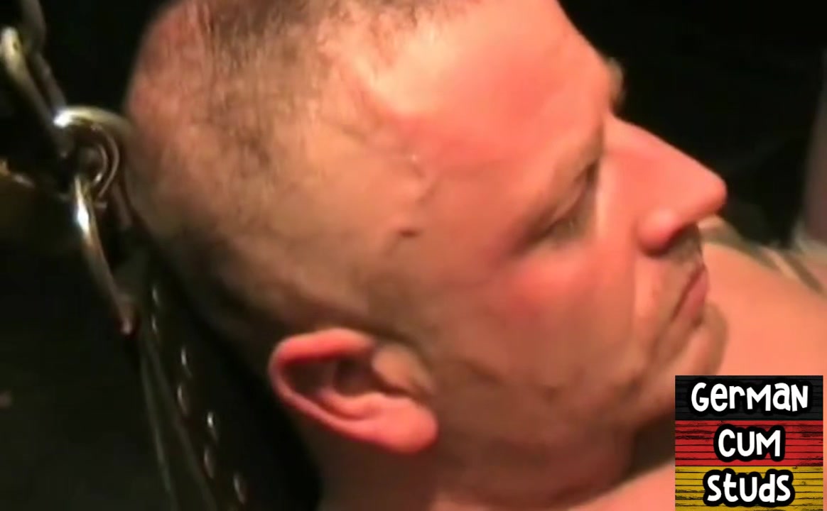 Real German gay rimmed and fingered in sling orgy after anal