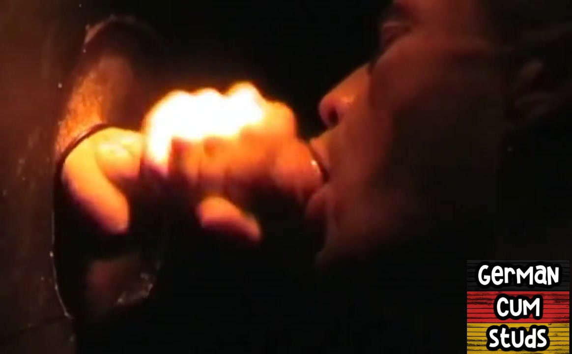Amateur German gay facialized in closeup gloryhole BJ