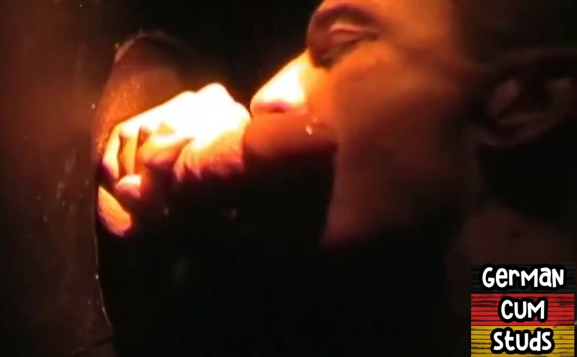 Amateur German gay facialized in closeup gloryhole BJ