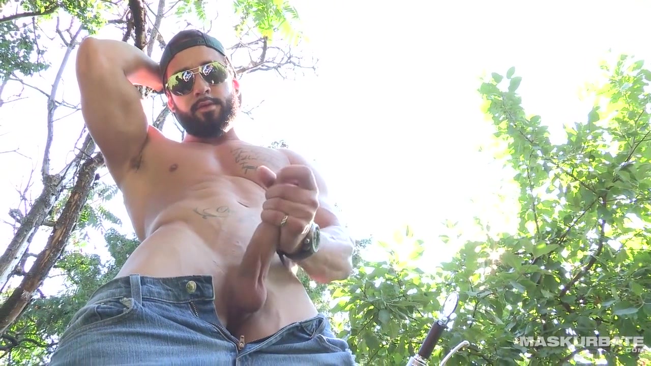 Sexy Zack Lemec Solo Outdoor Jerk On Motorcycle