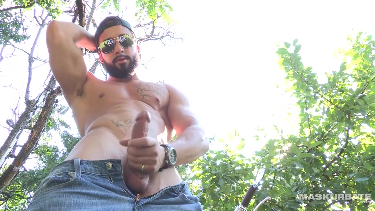 Sexy Zack Lemec Solo Outdoor Jerk On Motorcycle