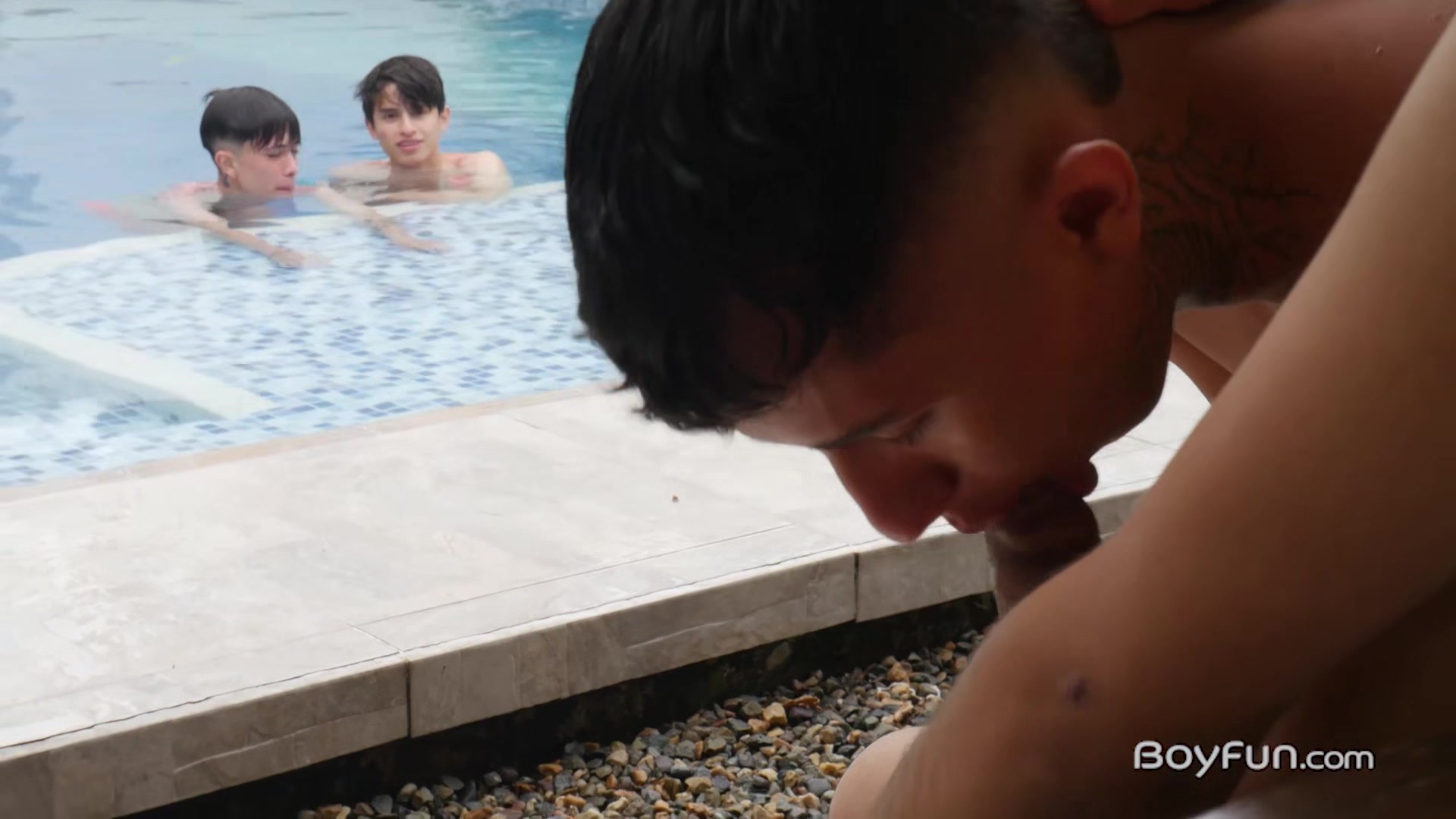Bareback Twinks By The Pool - BoyFun
