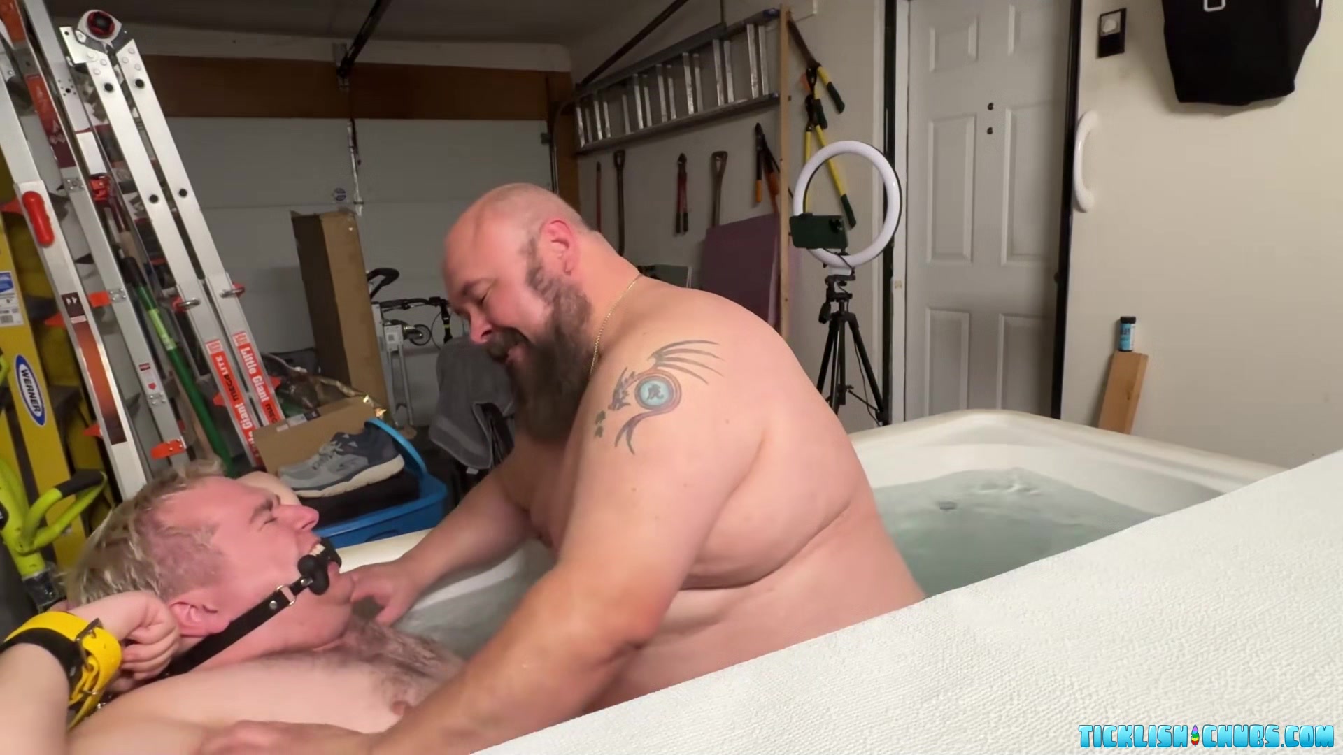 Buddy Tormenting Matt While Bound In The Hot Tub