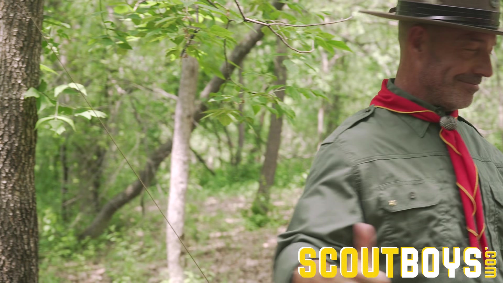 ScoutBoys Sexy hung DILF Tyler Saint barebacks hot Scoutboy in woods