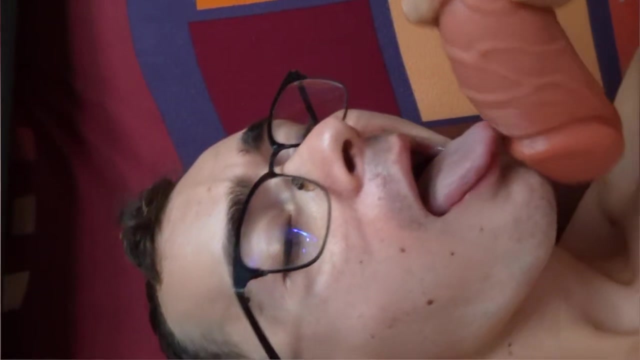 Cute Boy Sucks Huge Cock, Masturbates And Cums On Feet