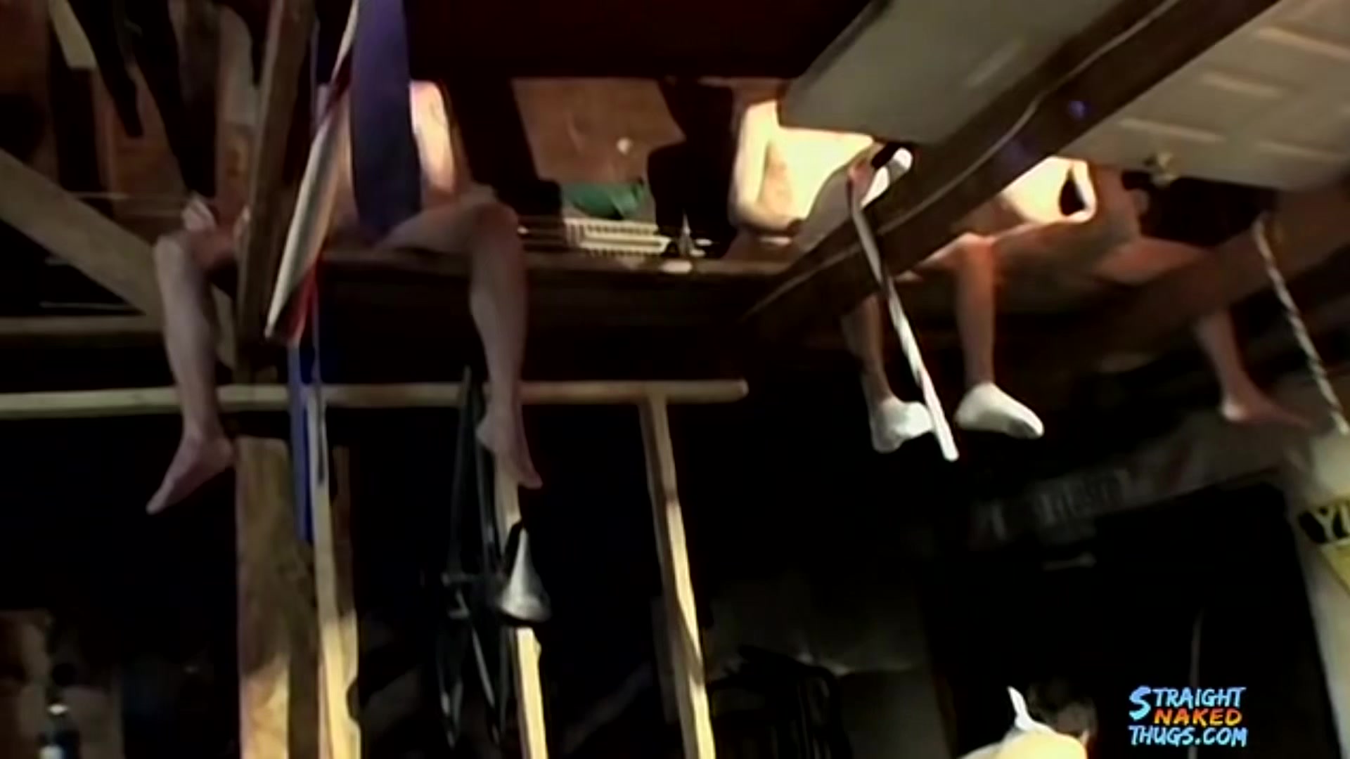 Straight Thug Dudes Hang Out For A Group Cock Stroking