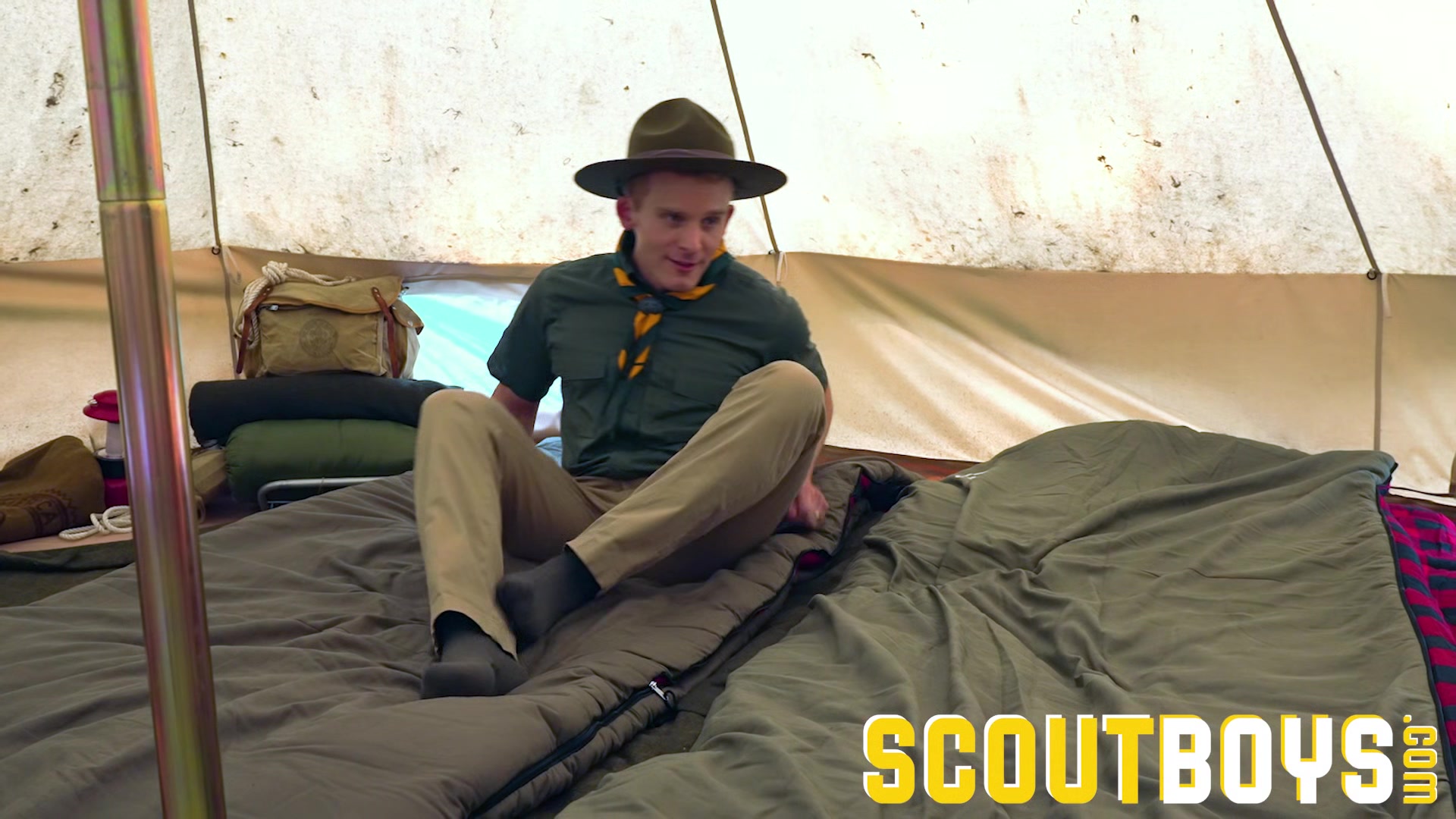 ScoutBoys Sexy twink Logan Cross seduced and barebacked by 2 DILFs