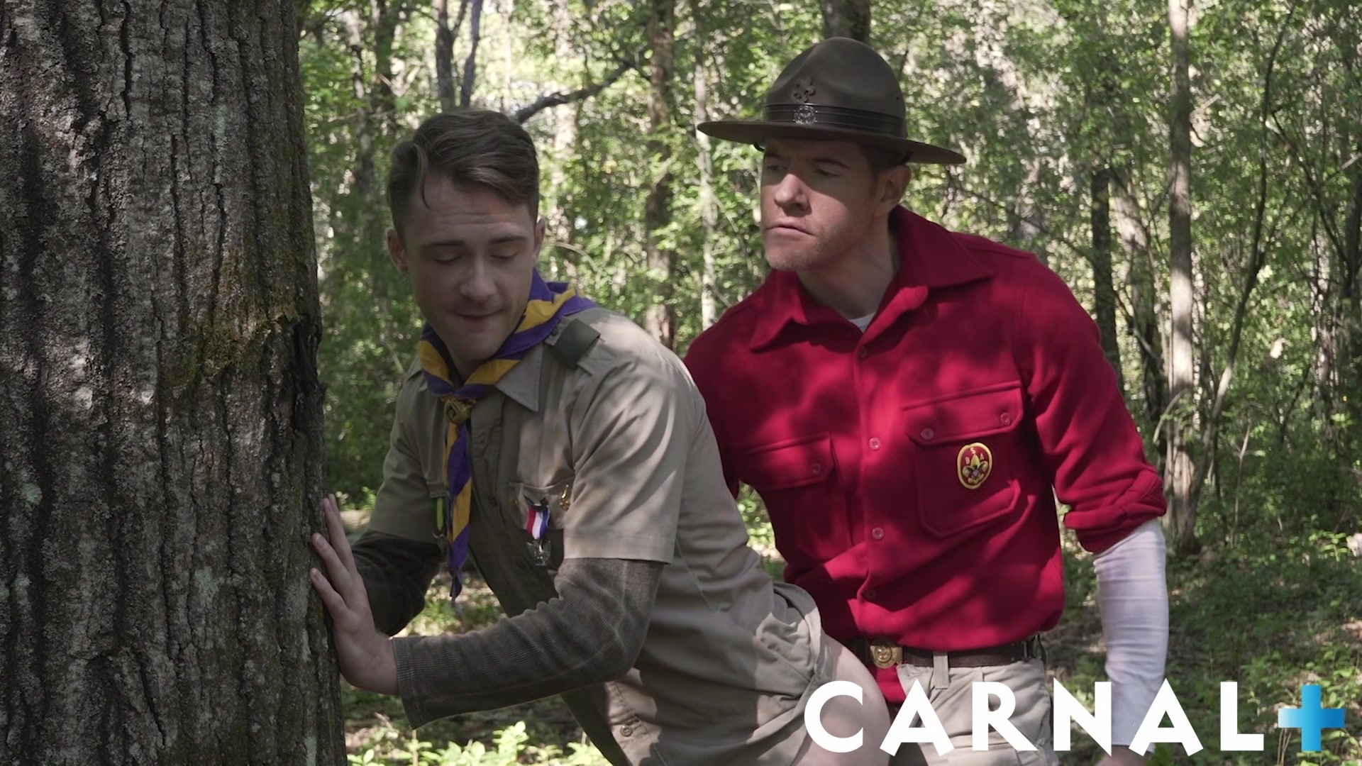 ScoutBoys Horny Troye Jacobs spies on scout and scoutmaster fucking