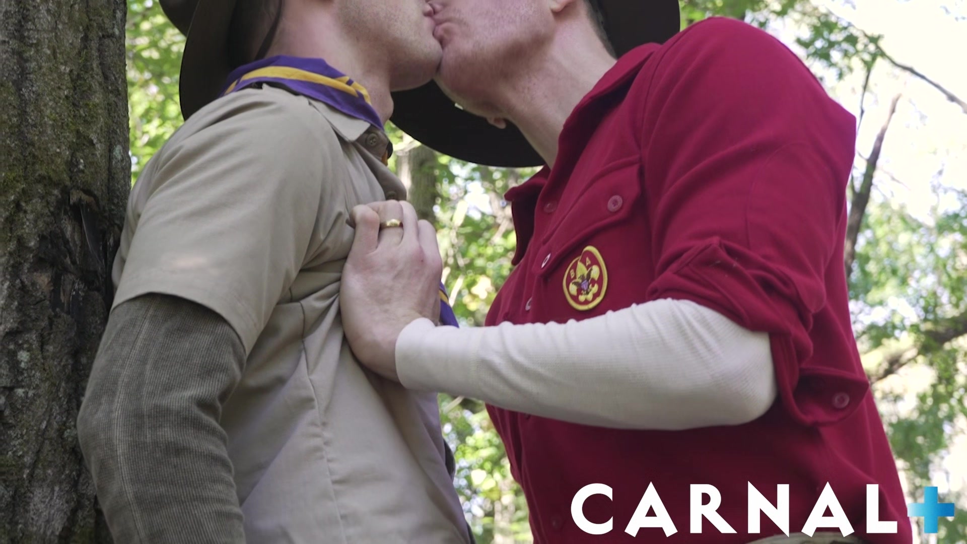 ScoutBoys Horny Troye Jacobs spies on scout and scoutmaster fucking