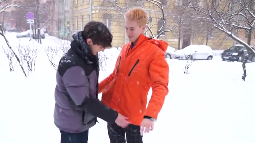 Two Guys Like To Play Into The Snow And Something Elso Too