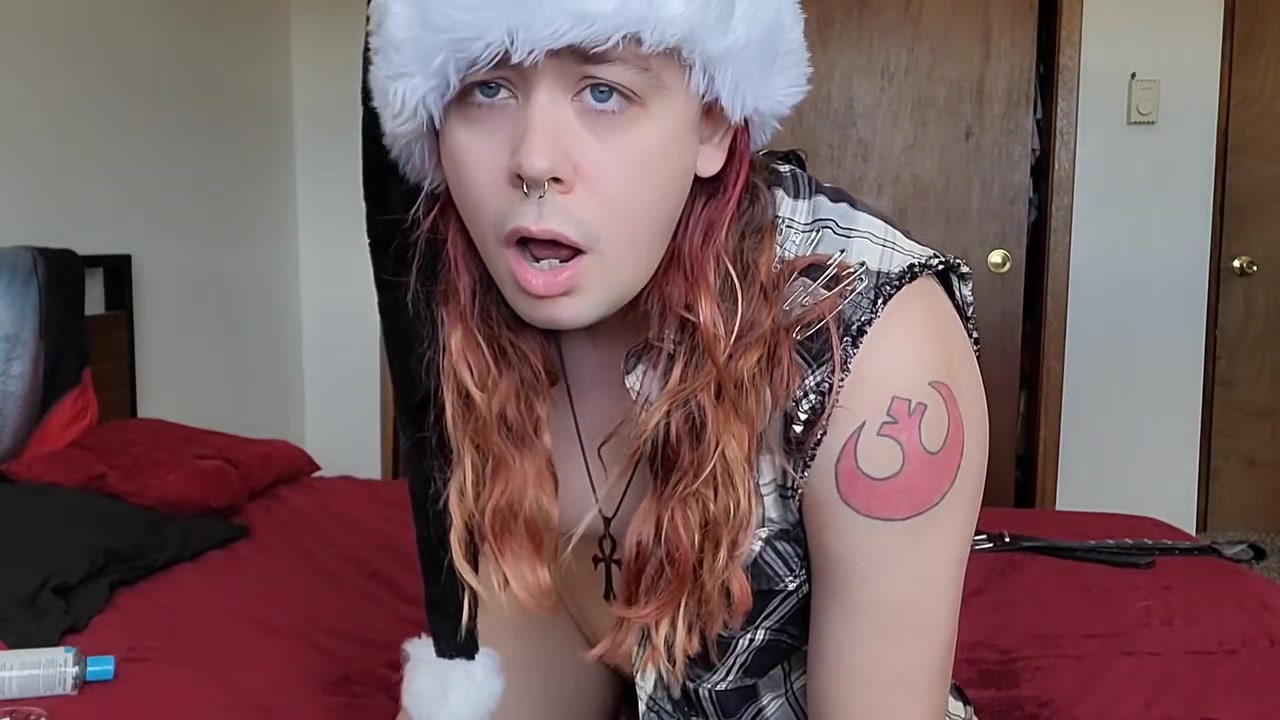 Naughty Punk Transgirl Gets Spanked For Christmas