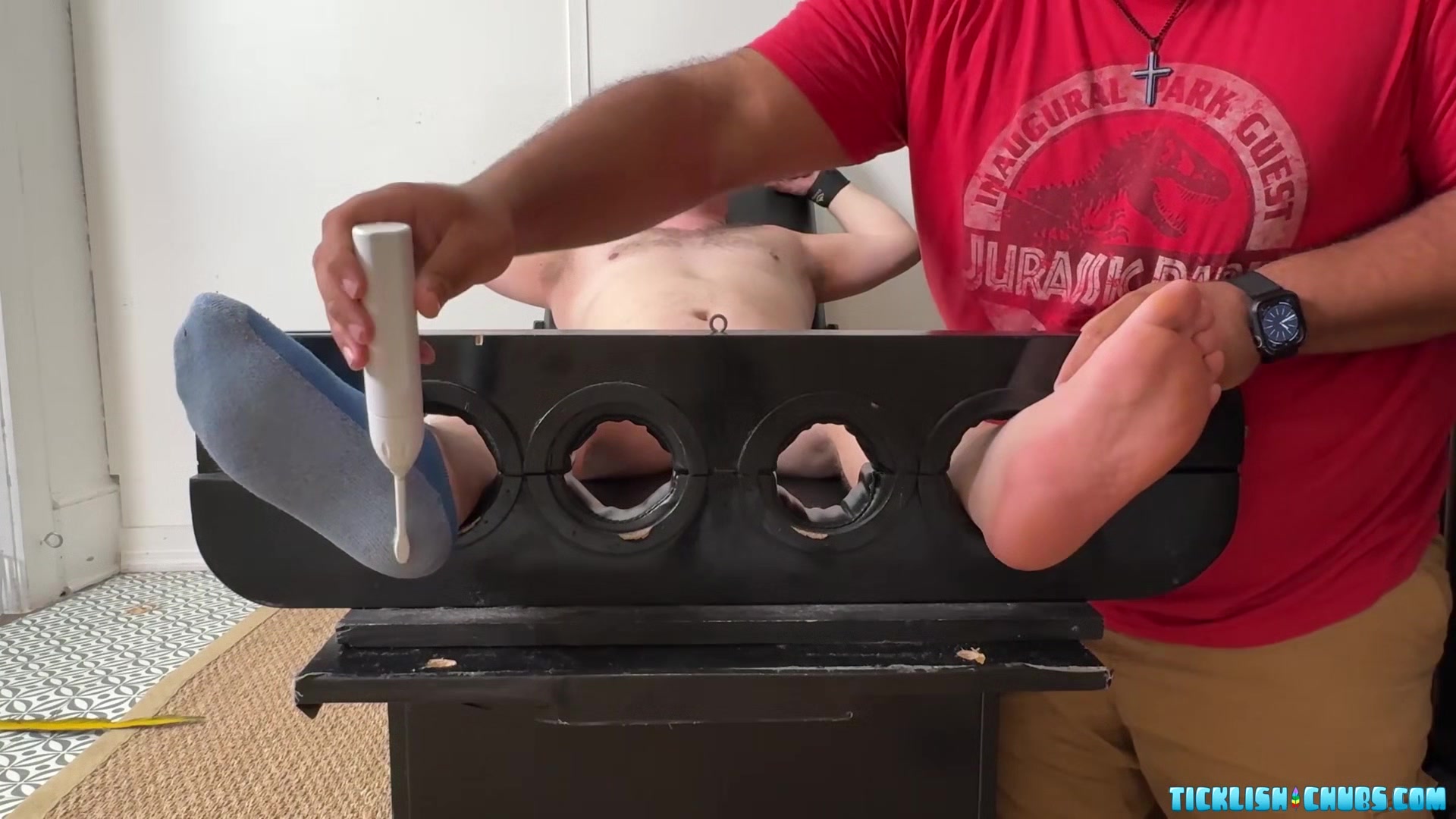 BBC Devon Restrained And Tickles Chubby Matt Bare Foot