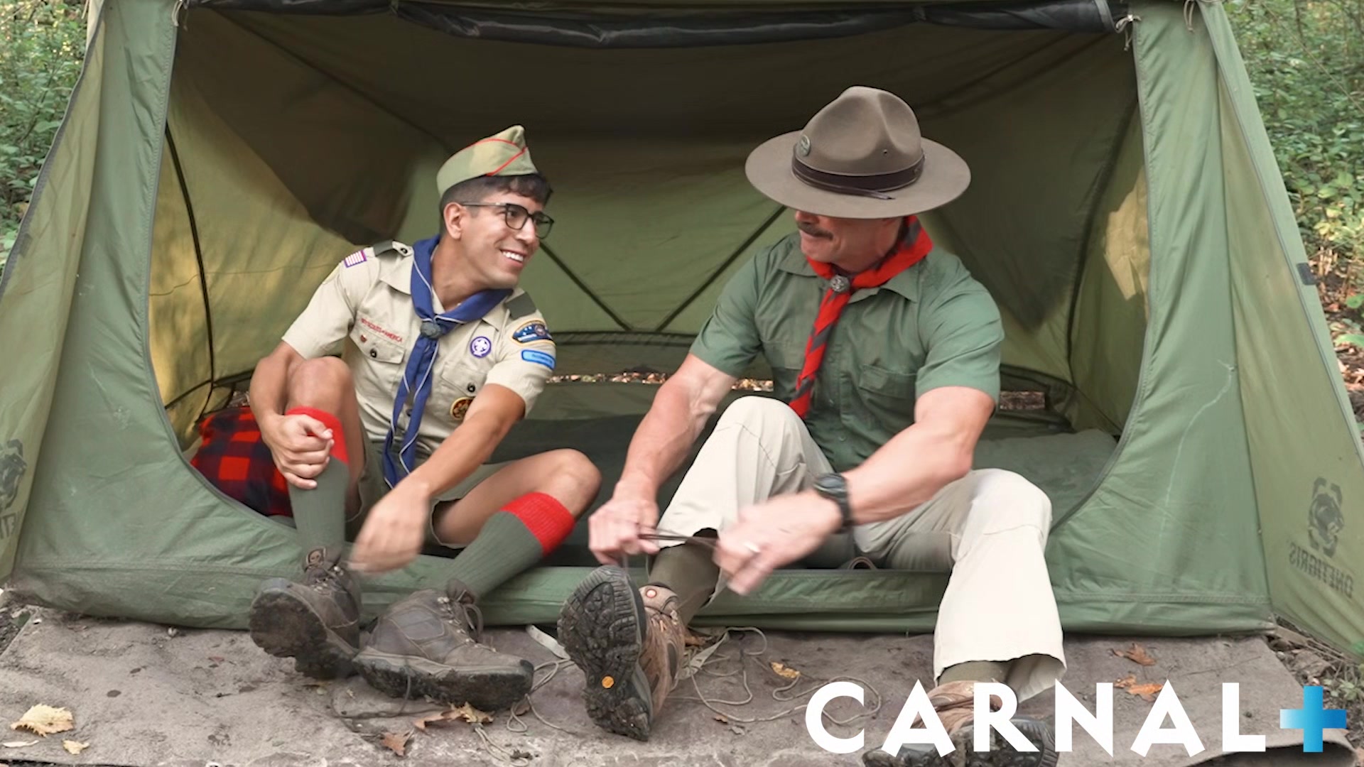 ScoutBoys Innocent scout Milo Miles deepthroats Scoutmaster in woods