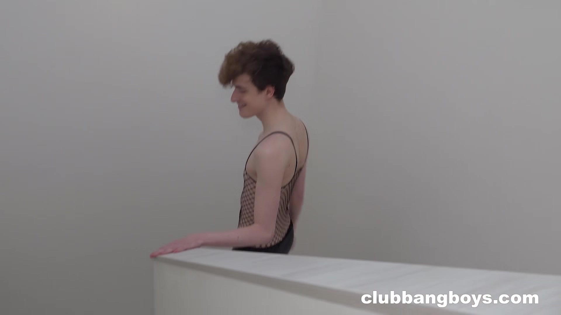 Fishnet Femboy gets Toyed Around by 2 Horny Guys at ClubBangBoys