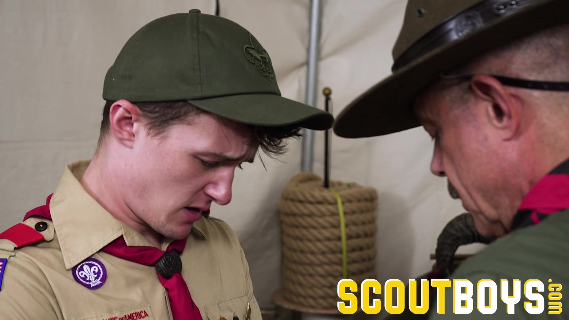 ScoutBoys Hung DILF Reece Scott barebacks cute scout in full uniform
