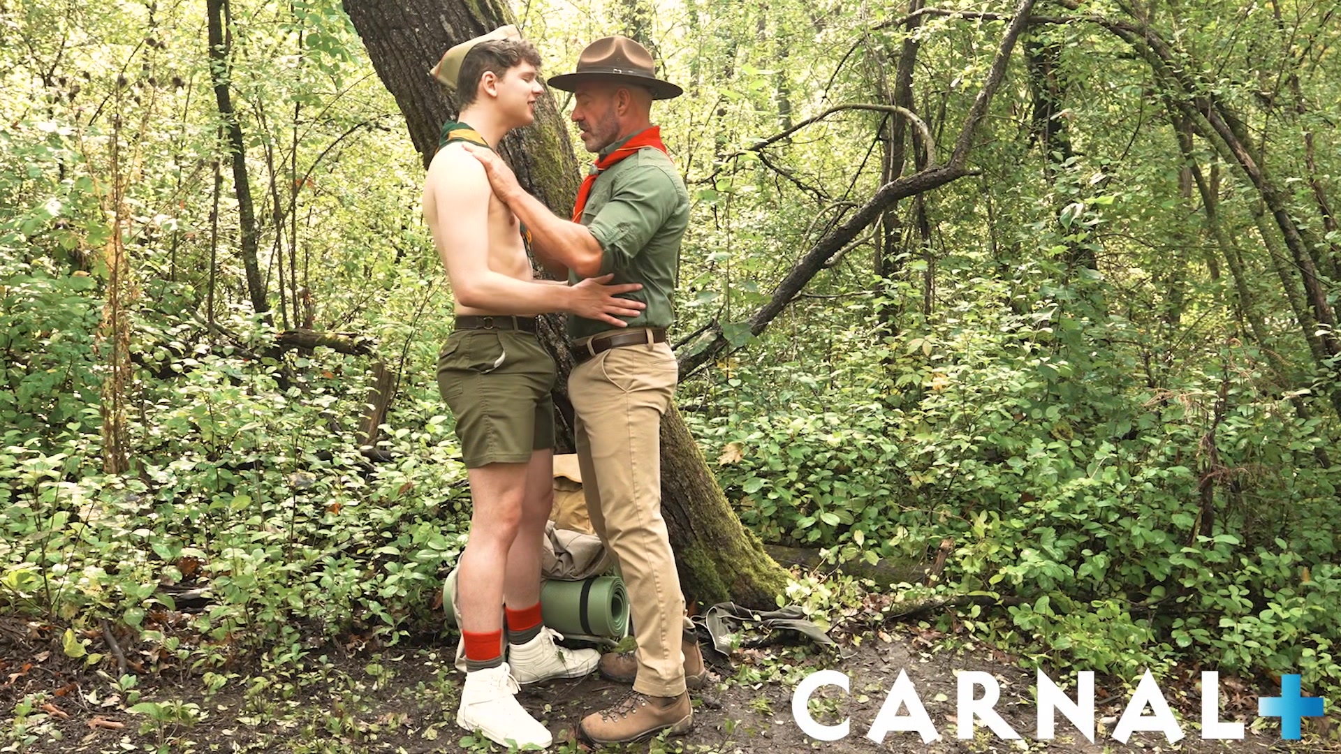 ScoutBoys Sexy scout Ethan Tate barebacked in forest by hung DILF