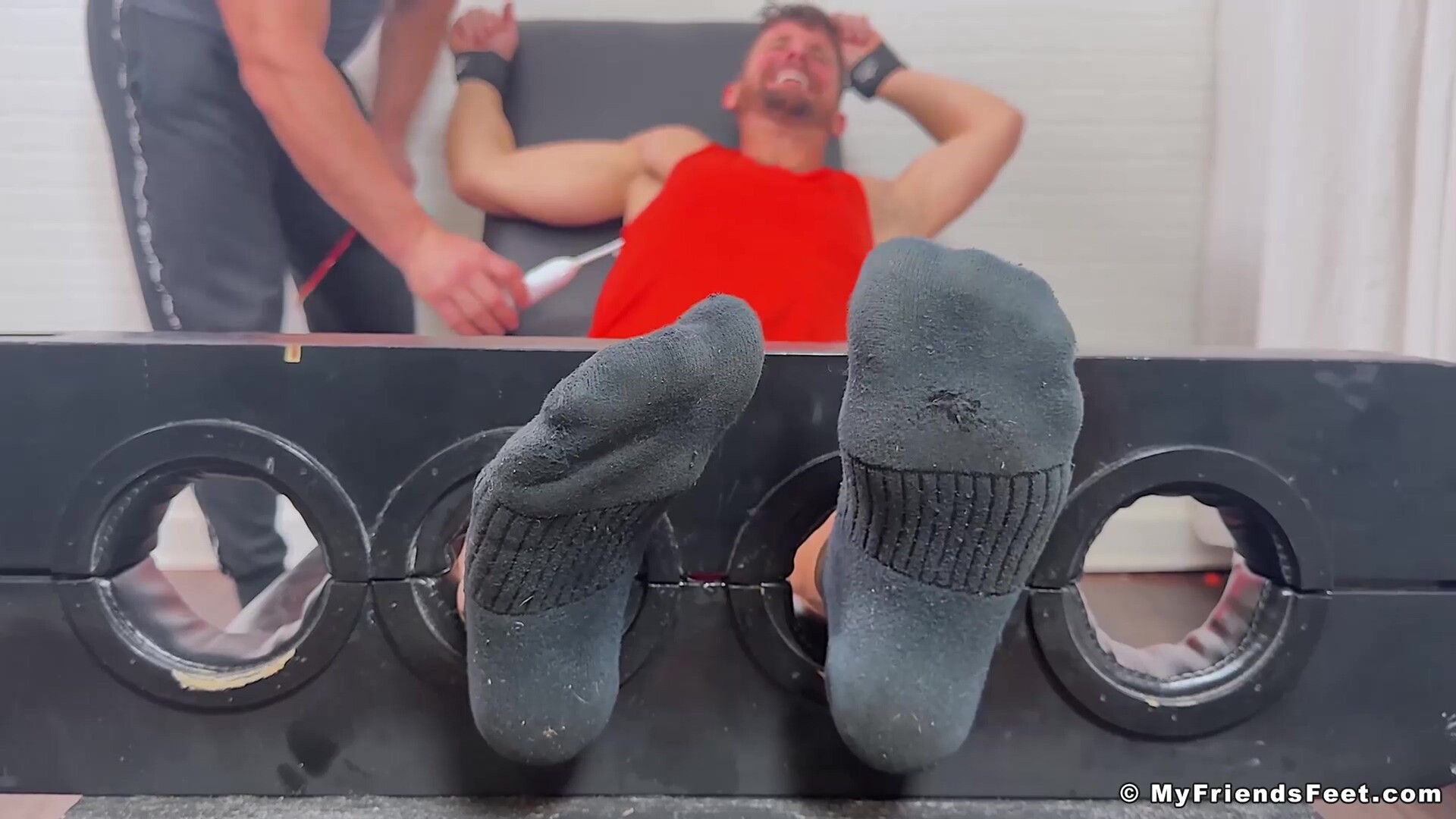 MyFriendsFeet: Bound Blake Star laughs while being tickled hard by Girth