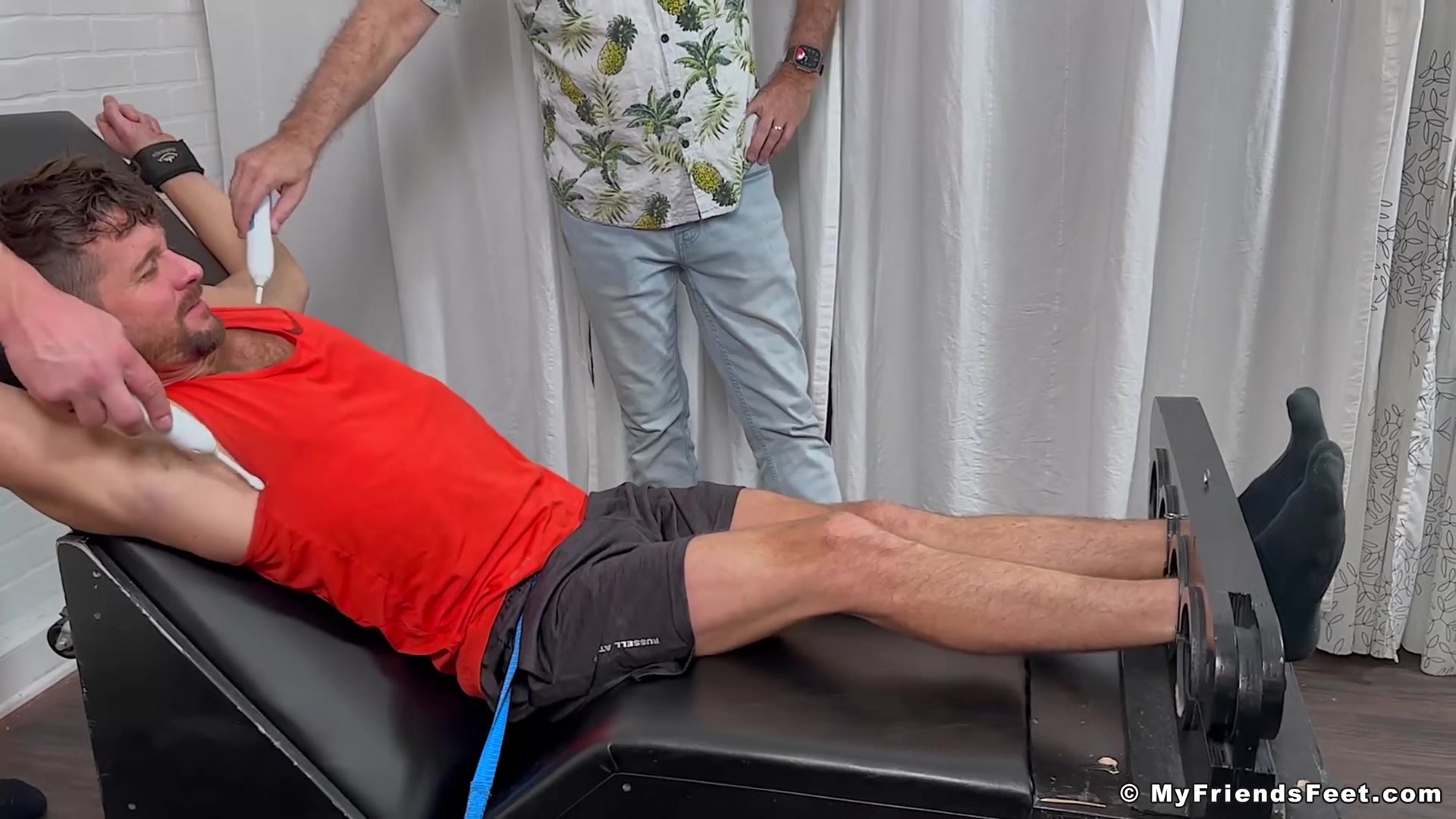 MyFriendsFeet: Bound Blake Star laughs while being tickled hard by Girth