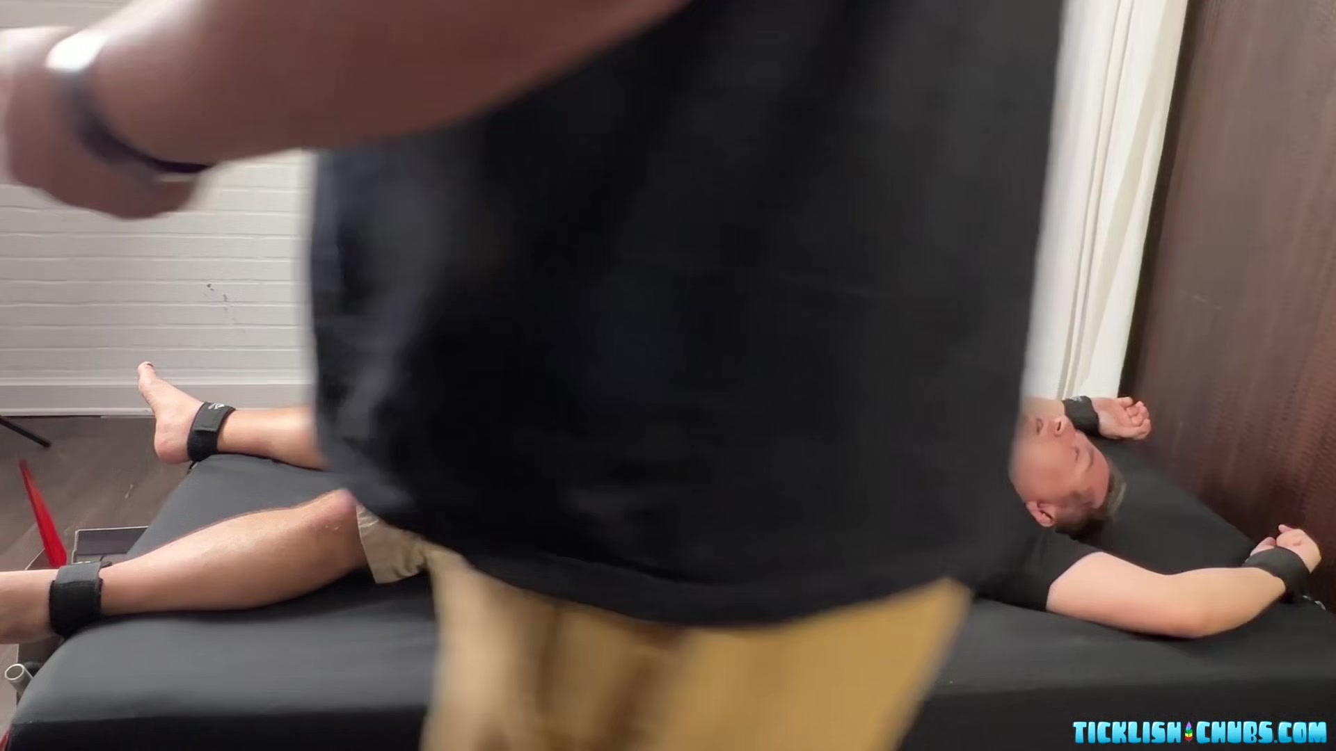 TicklishChub: Matt laughs hard while being tickled after losing a game with Achilles and Ryder