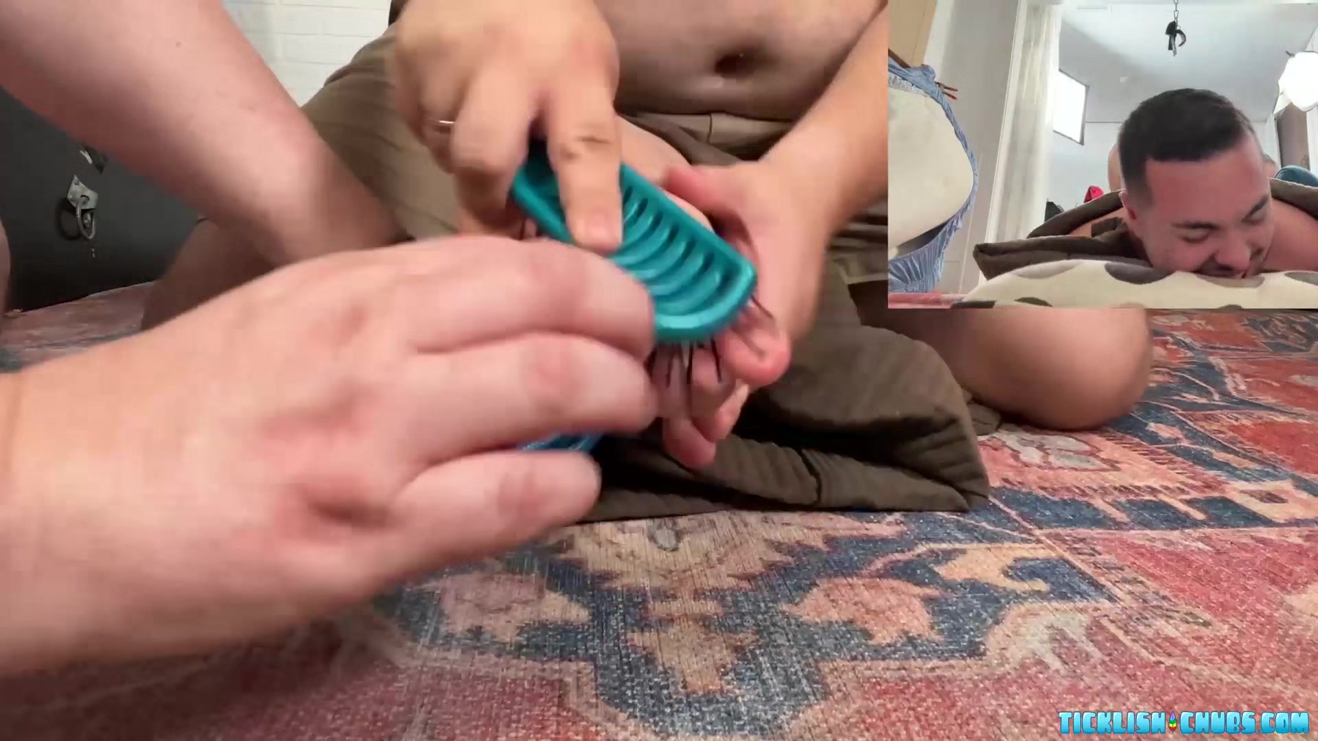 TicklishChubs: Chubby Matt loves his sub Leos giggling face while being tickled