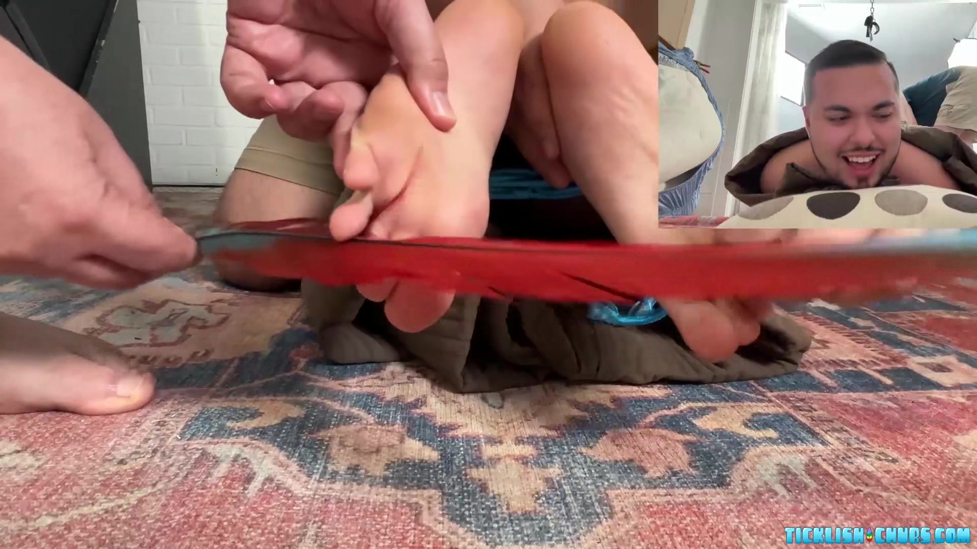 TicklishChubs: Chubby Matt loves his sub Leos giggling face while being tickled