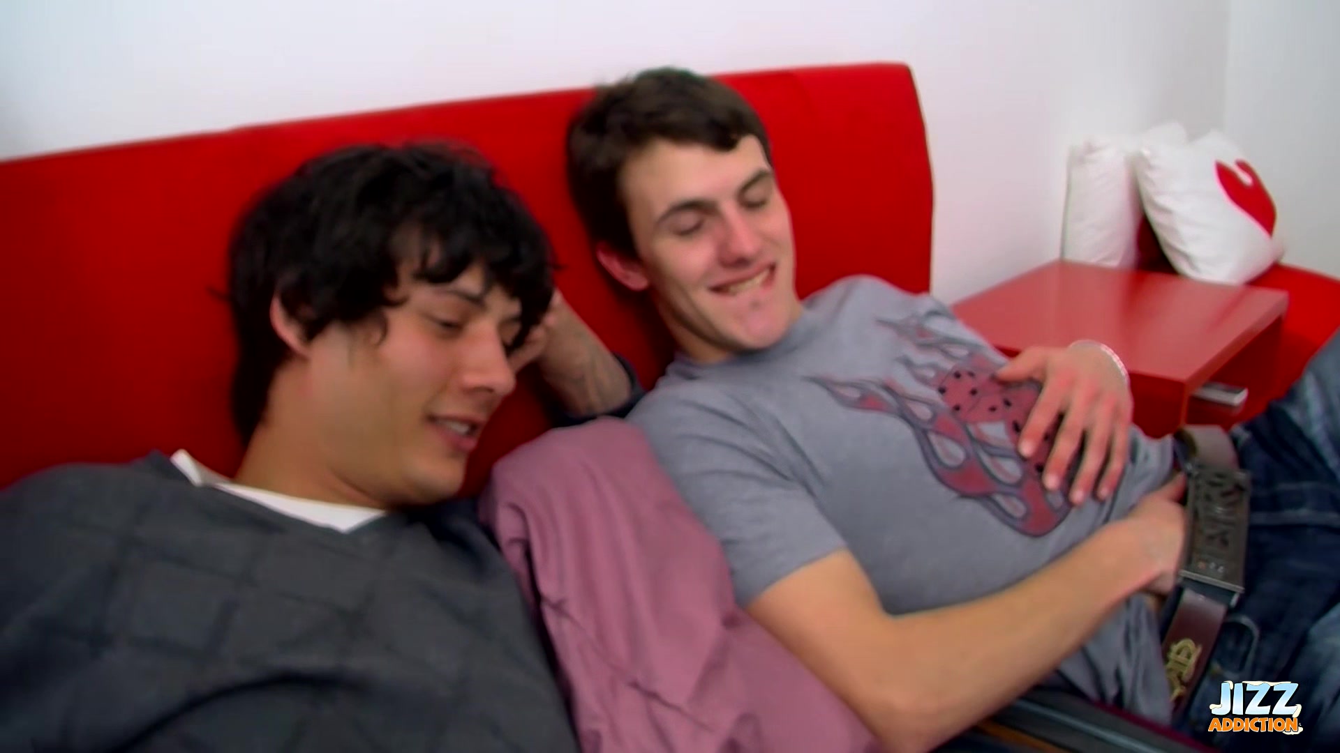 JizzAddiction: Michael Sipos got his first double penetration with Clark Fox and Mark Landry