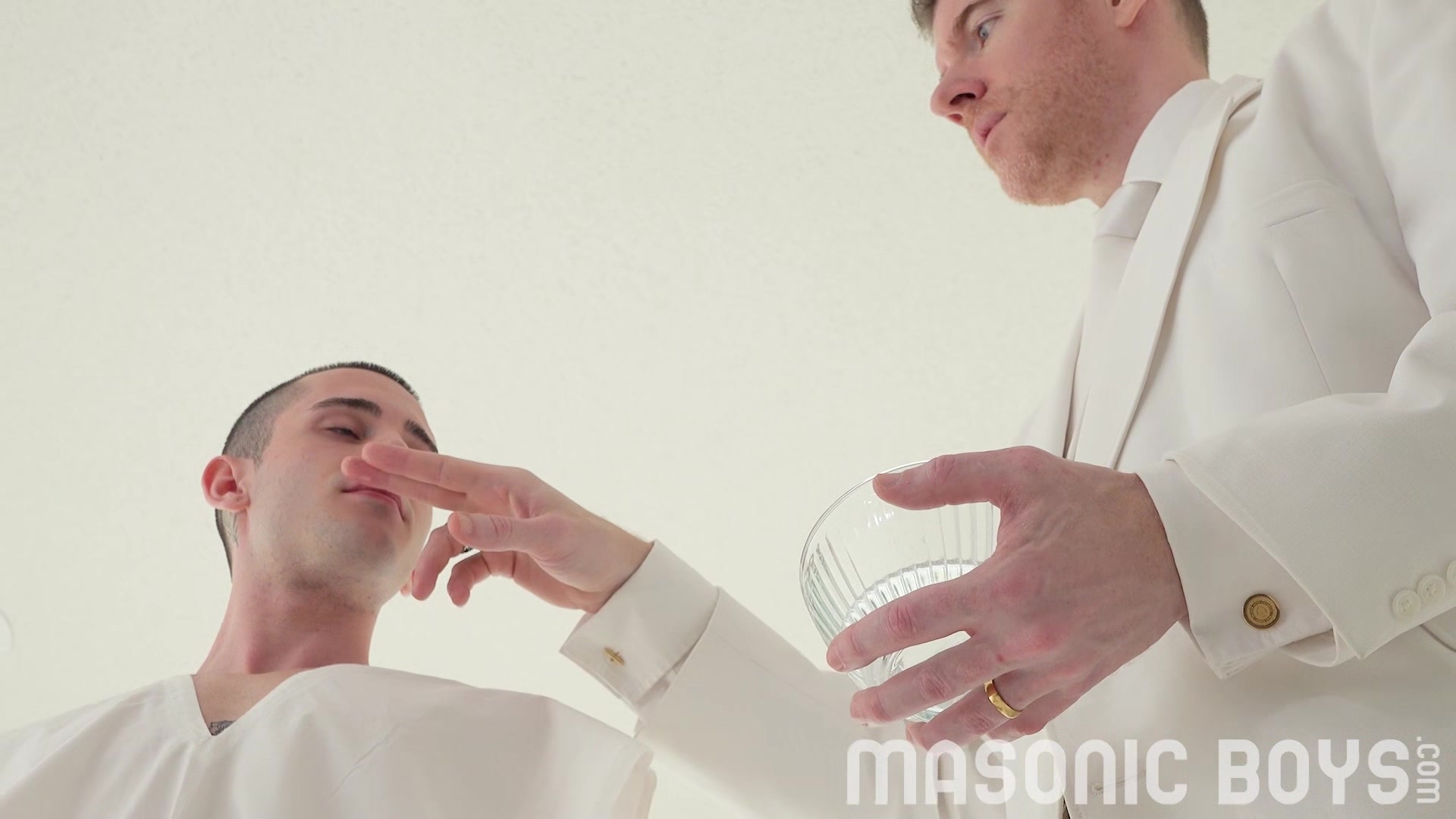 MasonicBoys Sexy suited elder makes bound virgin Oliver James cum