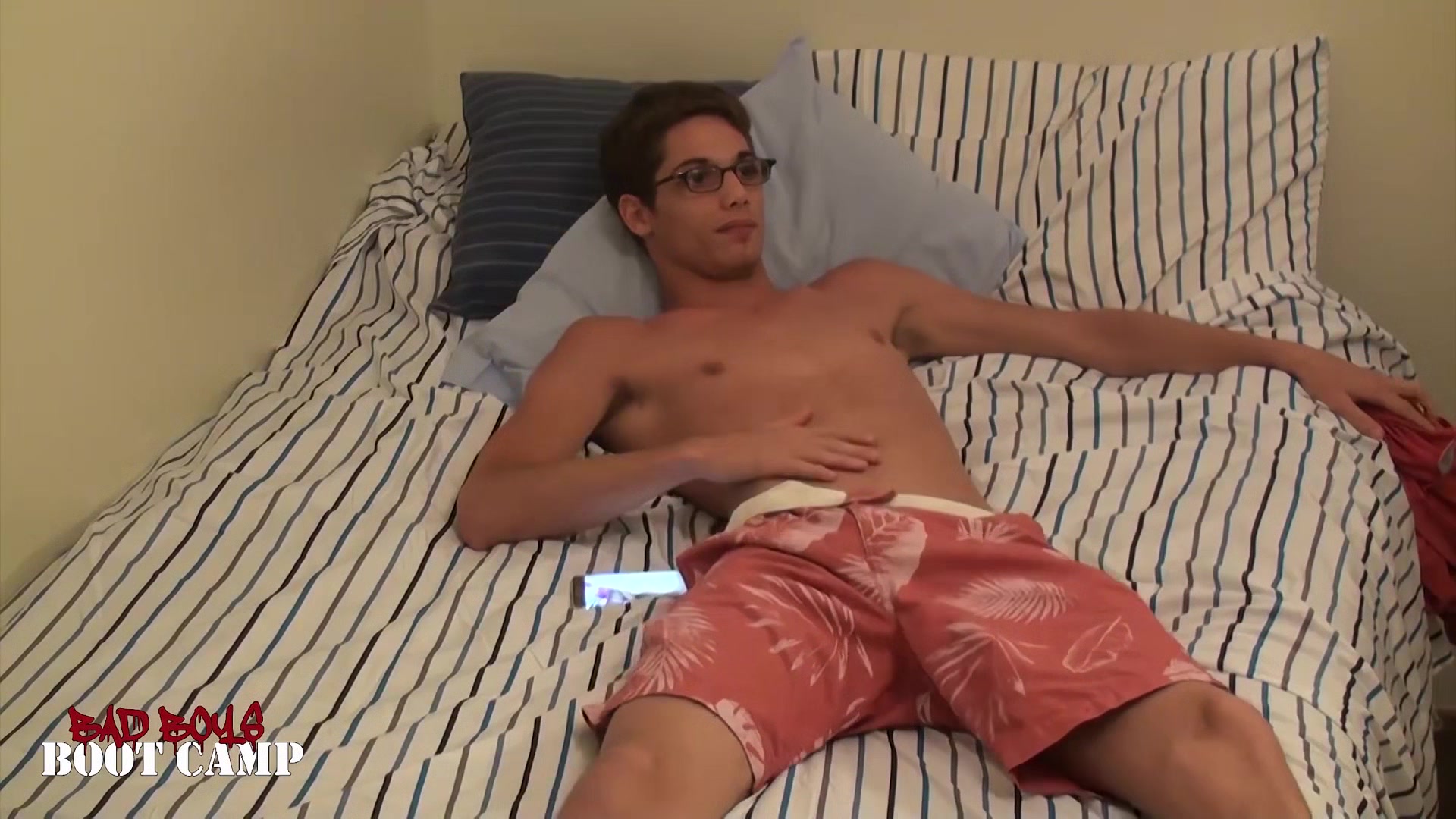 BadBoysBootCamp: Justin Martinez wanks his oversized cock and drains his full balls