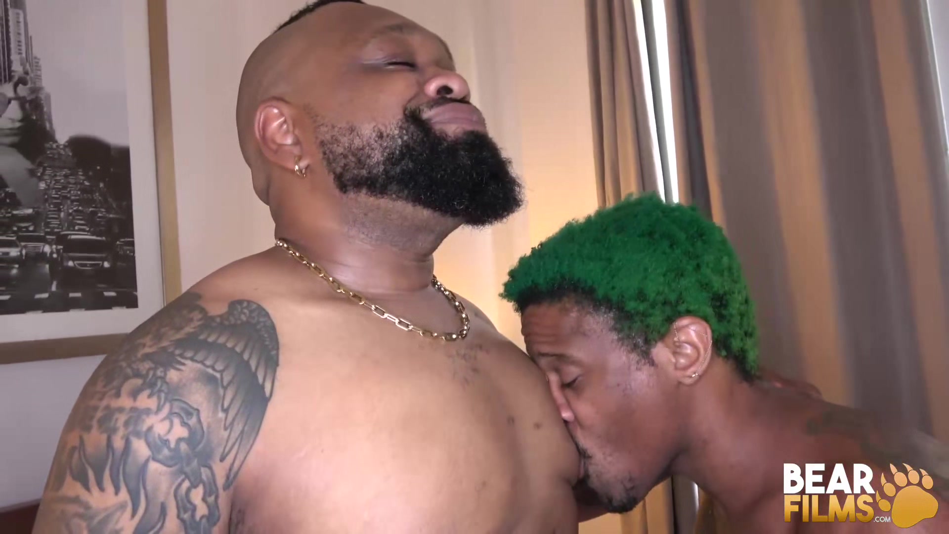 BEARFILMS Inked Bear Anthony Grey Rides DJ Thunder Monster Cock