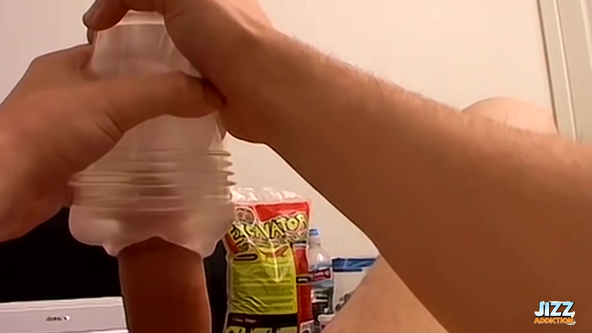 JizzAddiction: Austin Lucas Pumps His Huge Meat Cums Hard And Licks It Clean