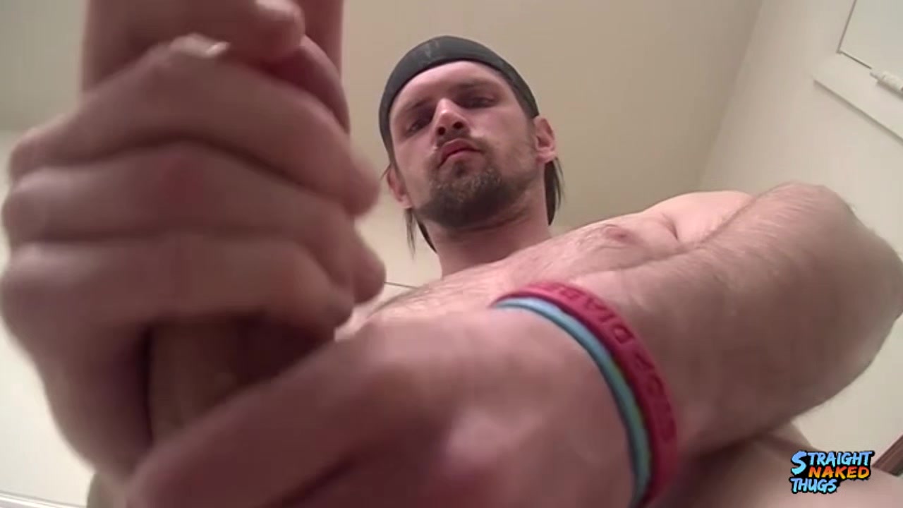 StraightNakedThugs: Nolans Swollen Tip Blasts Cream On The Mirror While Stroking