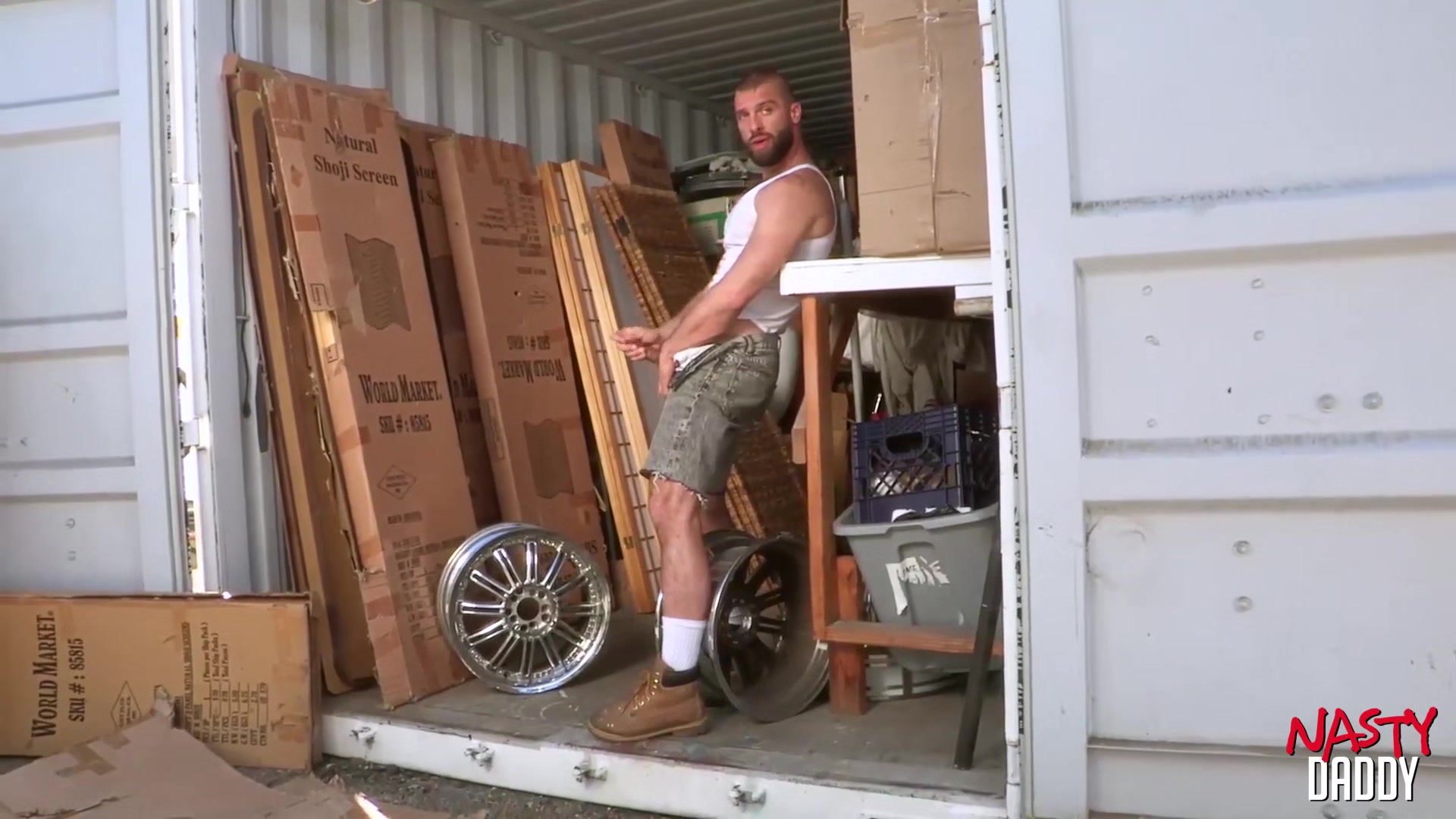 NastyDaddy: Muscled Jack Dixon Pounds His Beefy Pup Donnie Argento Raw In The Garage