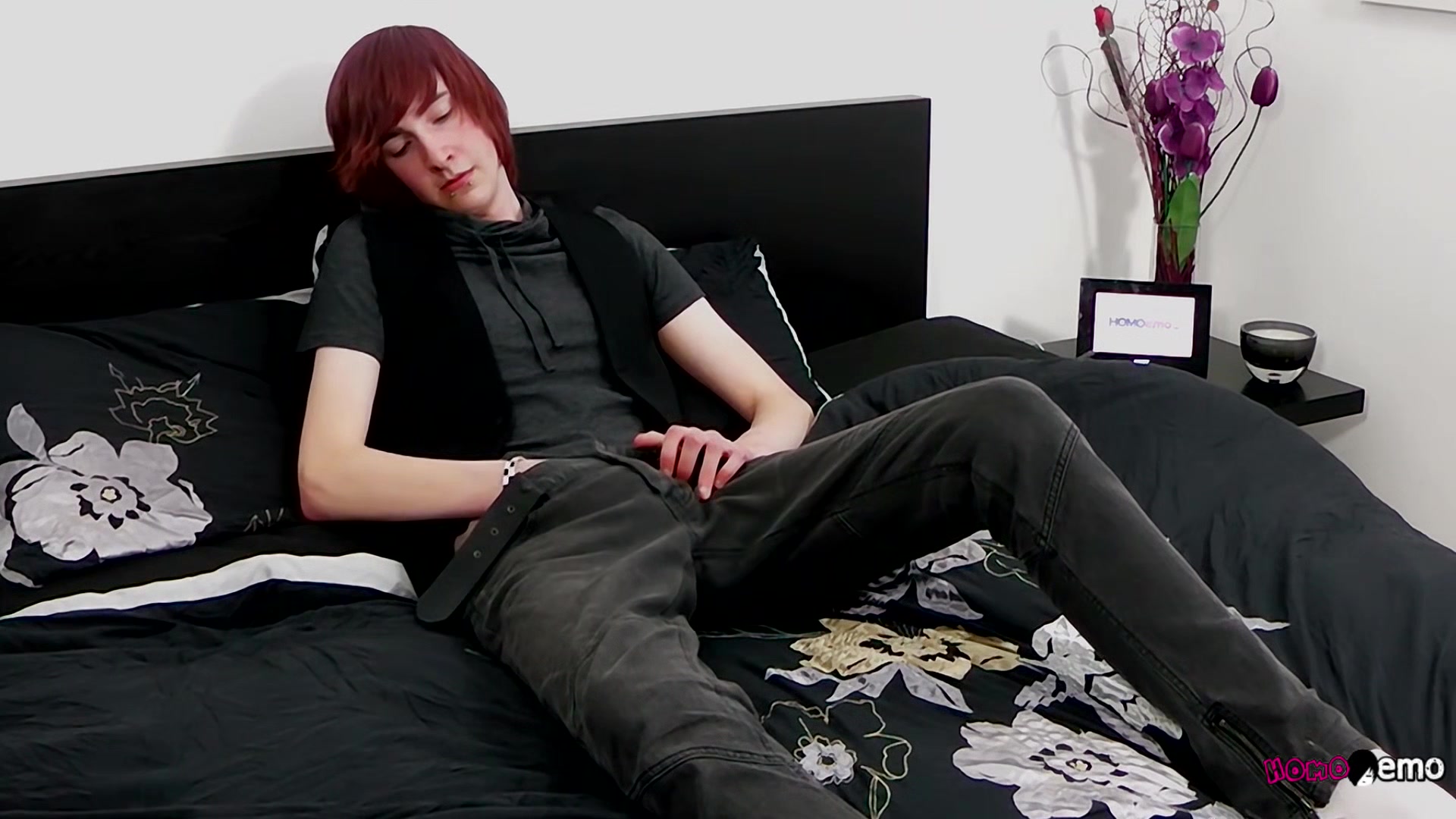 HomoEmo: Redhead Andy Roberts Strips Down And Jacks His Uncut Cock Hard