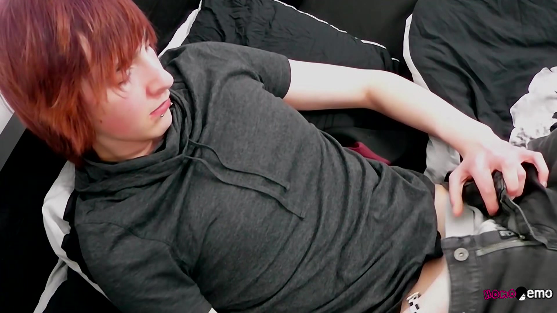 HomoEmo: Redhead Andy Roberts Strips Down And Jacks His Uncut Cock Hard