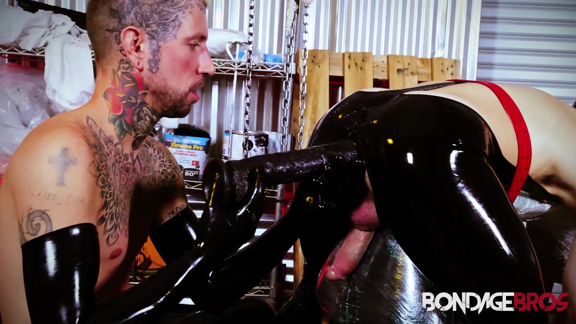 BondageBros: Ryan Sebastian Rams Dildo Into Devin Francos Ass Before Thrusting In His Cock