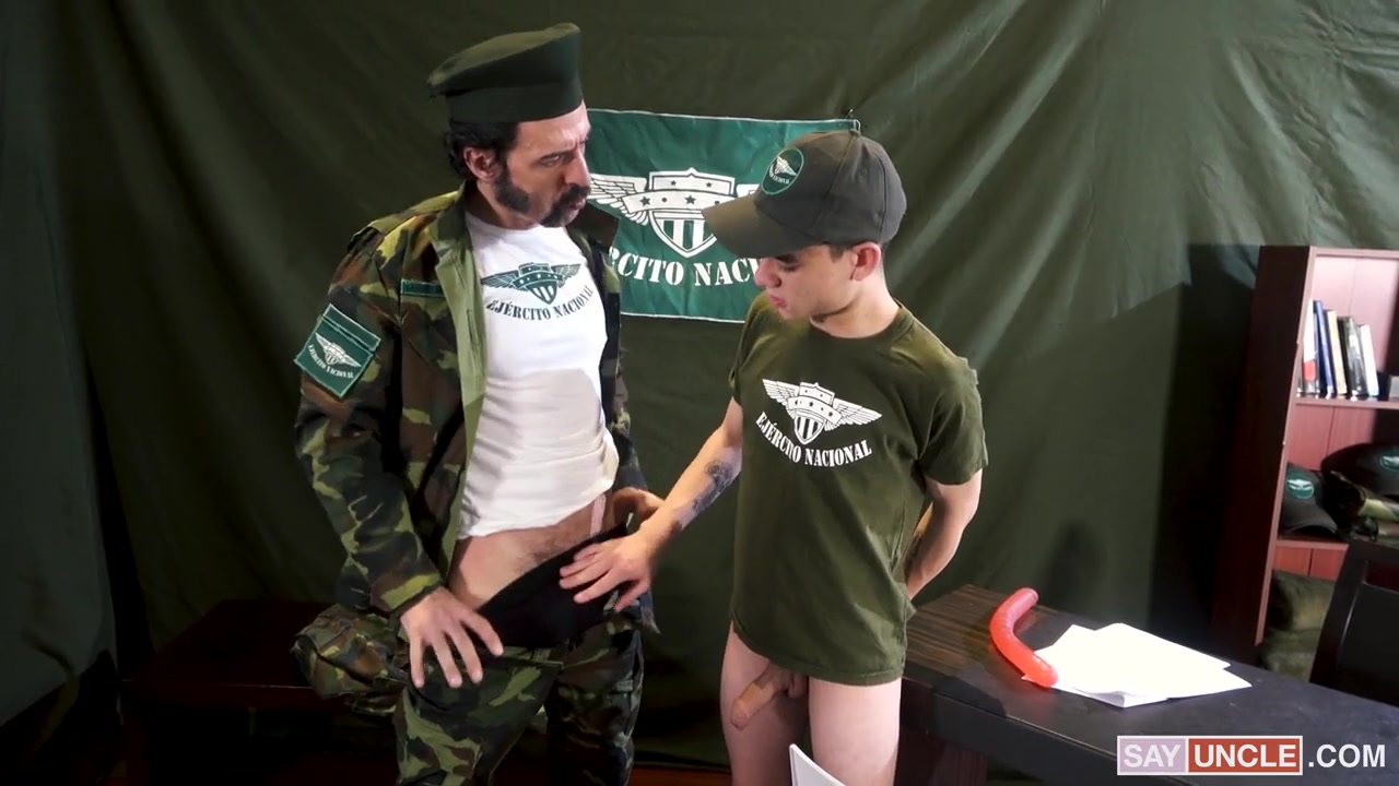 General Catches Private Playing With a Dildo & Fucks Him With a Bigger One - MilitaryDick