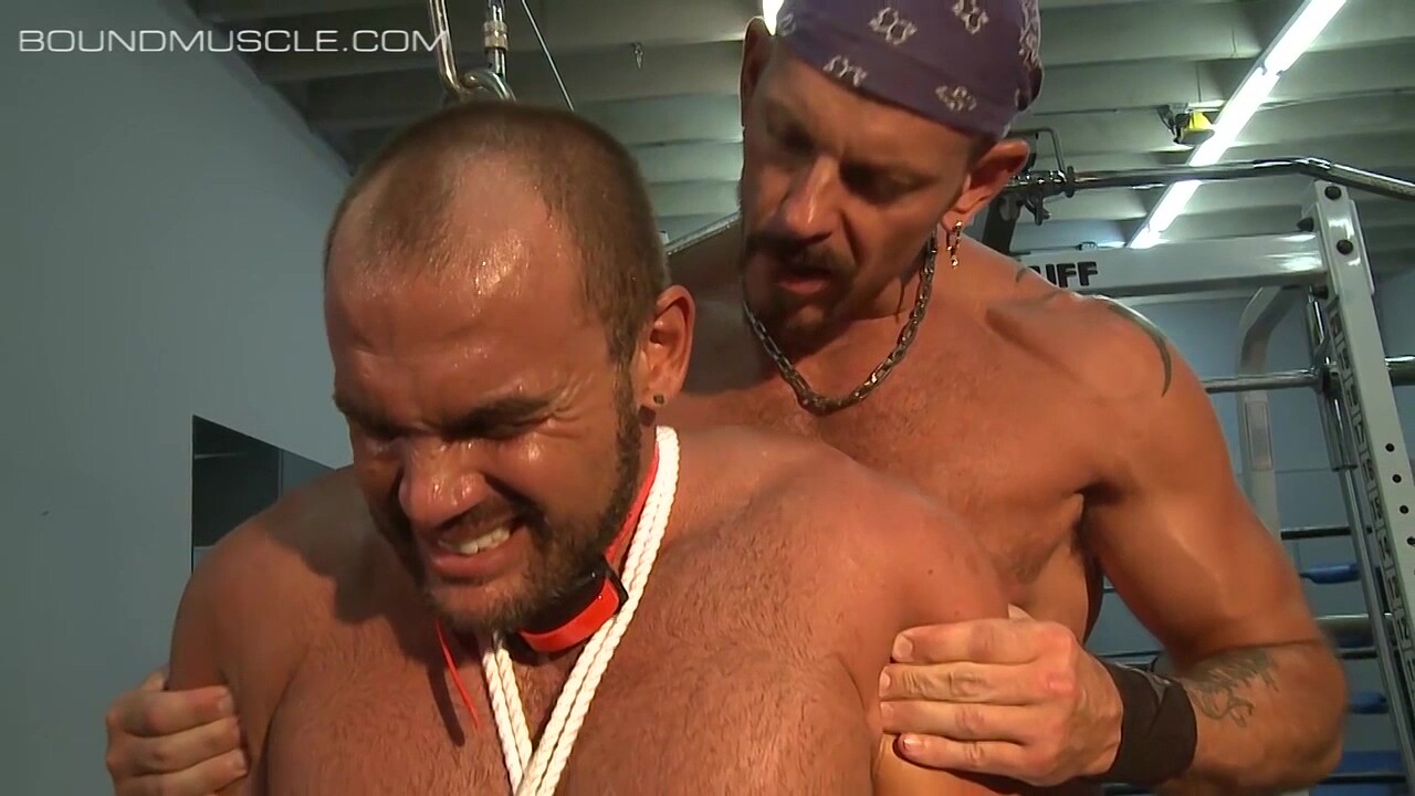 BoundMuscleJocks: Colin Steele Torments Jessie Balboa With Crop Electro And Ball Crusher