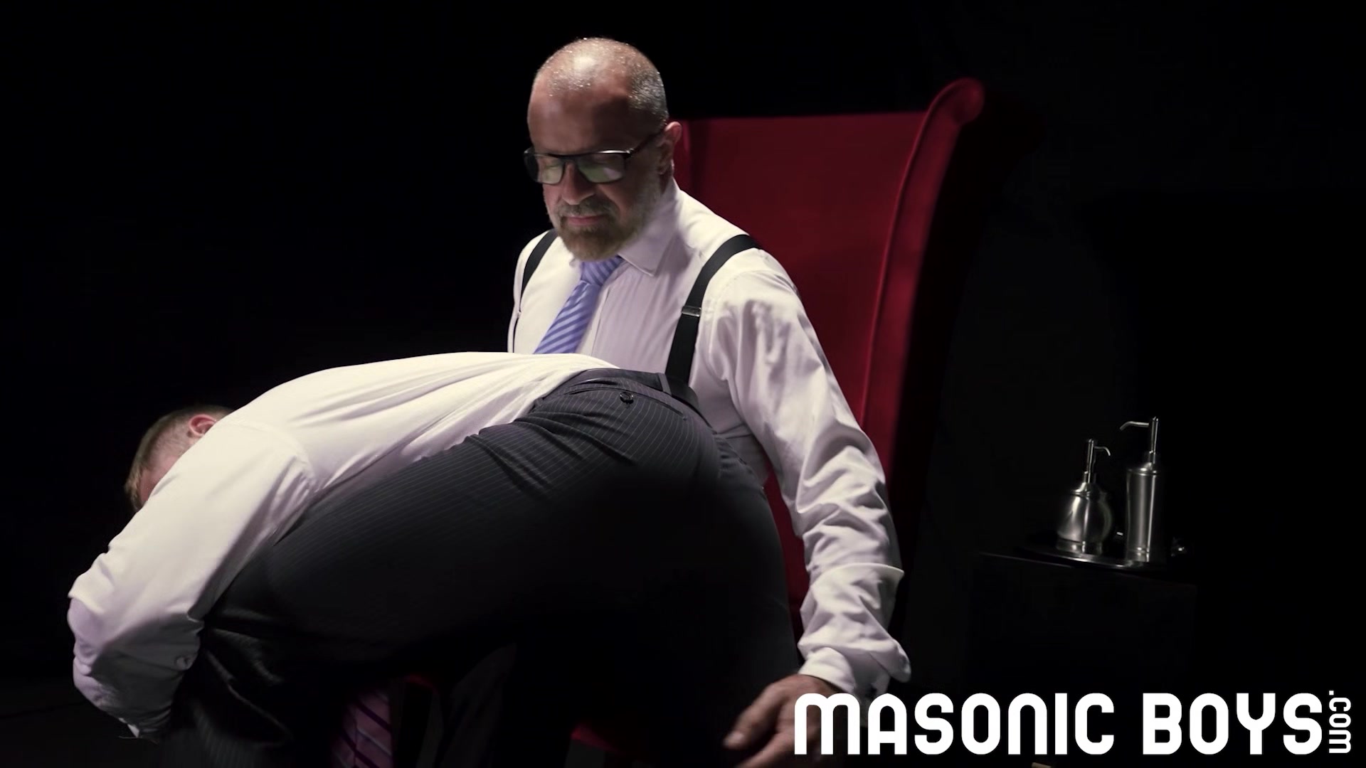 MasonicBoys - DILF master Felix Kamp spanks apprentice Clayton Foster ass