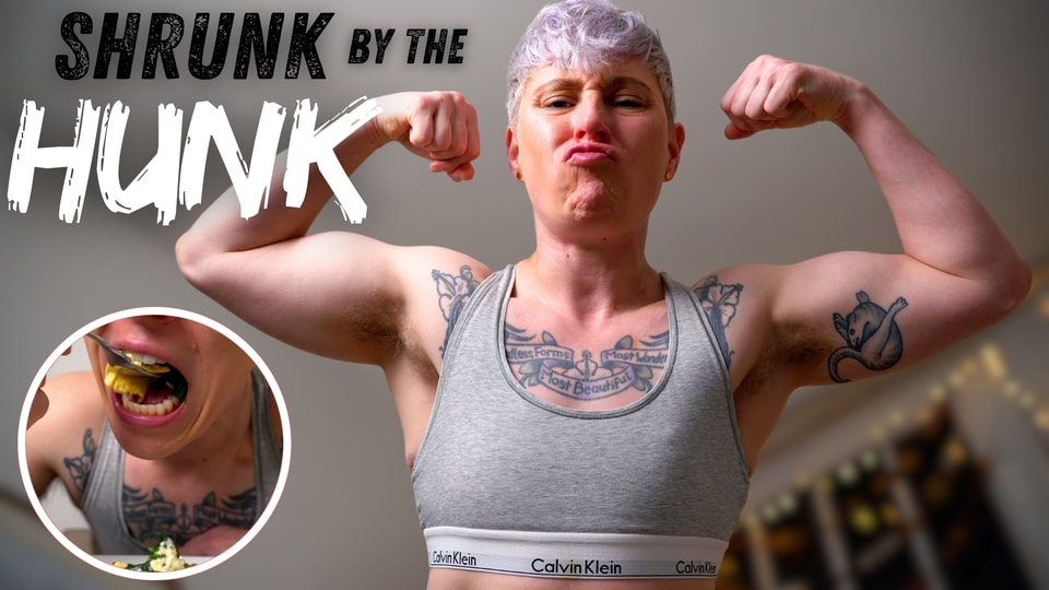 Shrunk by the Hunk! Tiny POV of cooking, eating, and flexing with your giant FtM gym buddy