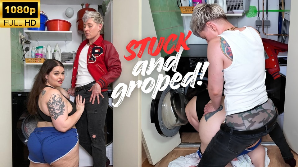 STUCK and GROPED in the washing machine! BBW Sydney Screams Embarrassed and Humiliated by Bully