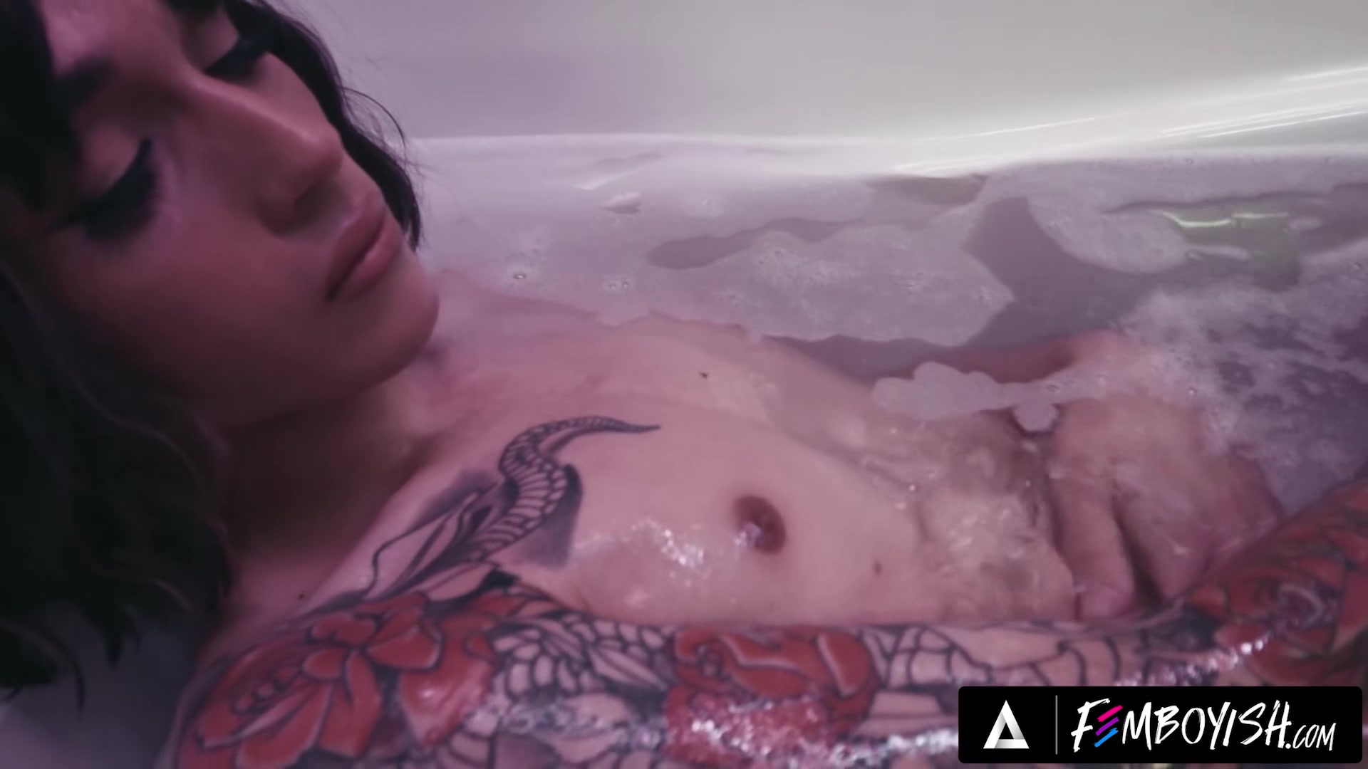 FEMBOYISH Cute Femboy Dante Snoww Lathers Up In Bubble Bath Enzo Muller Gets In To Fuck Him Hard