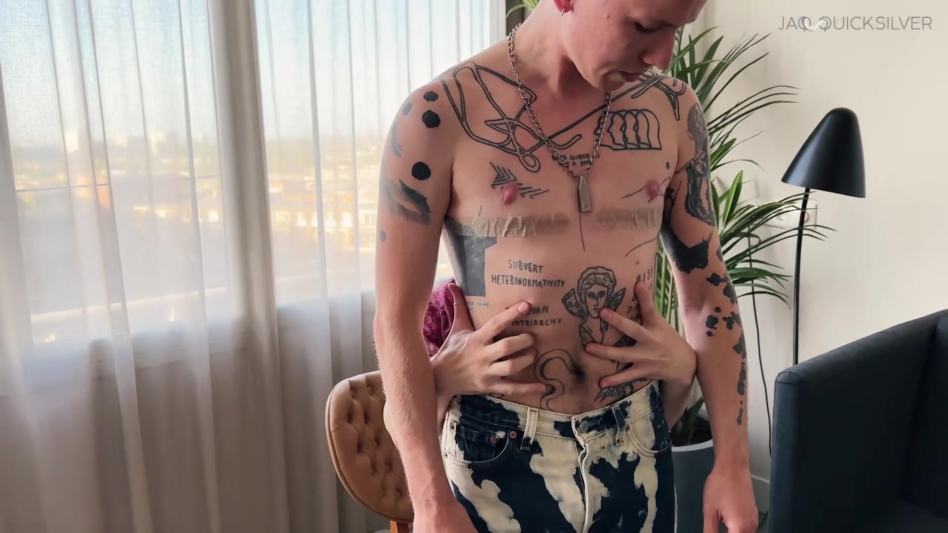 FtM Twink Rush Silver Fucks Dominant Professor for Extra Credit with Strapon Sex