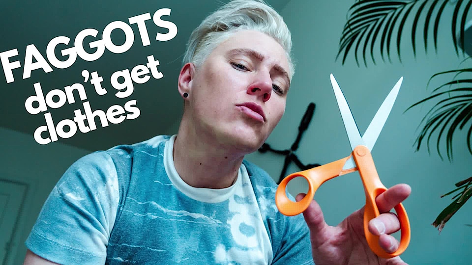 F*ggots Don't Get Clothes: Cruel FtM Dominant Cuts and Tears Your Shirt in POV Roleplay